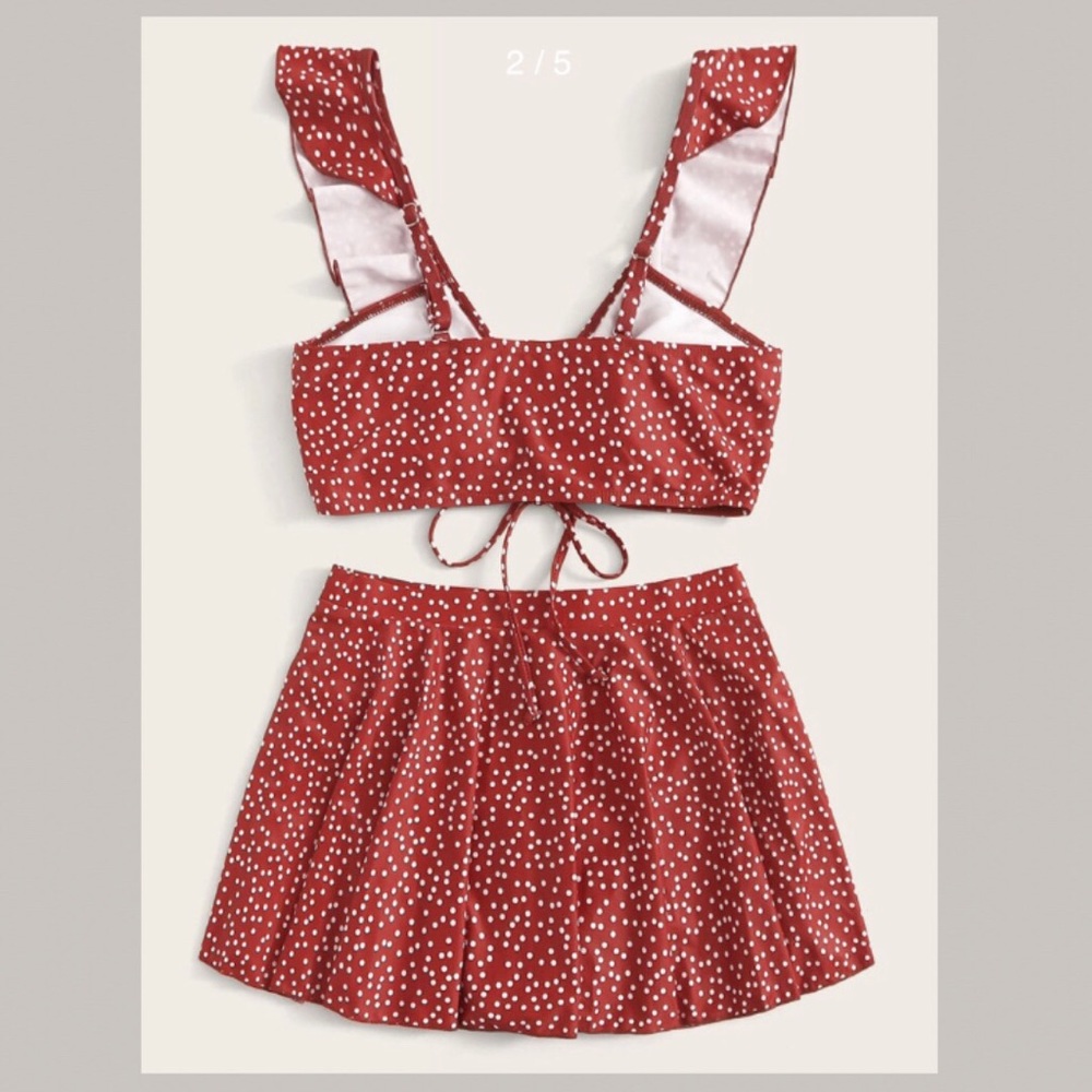 NWOT Red & White Polka Dot Bikini (Top Only) - Picture 4 of 5